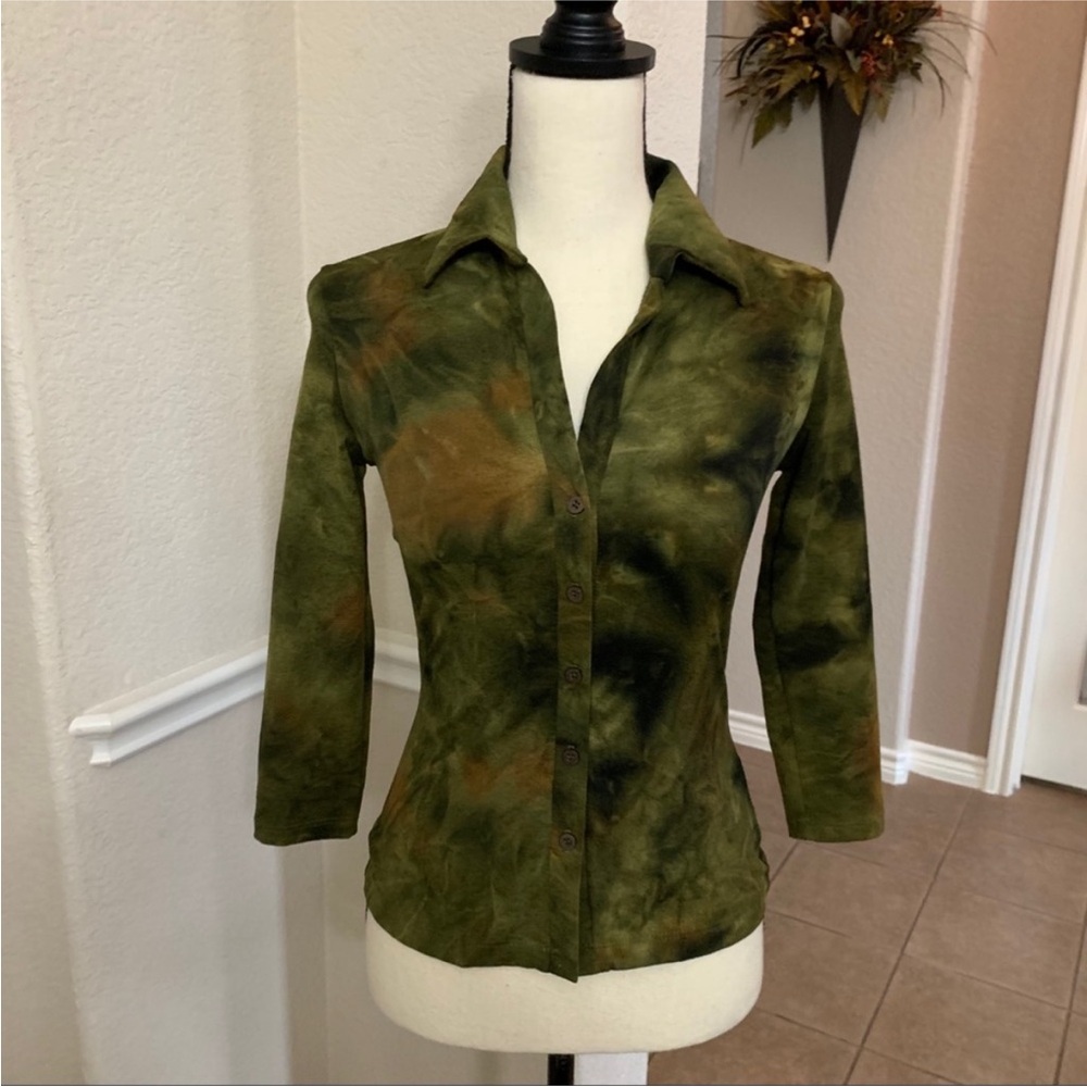 Vintage army green & tan blended colors shirt